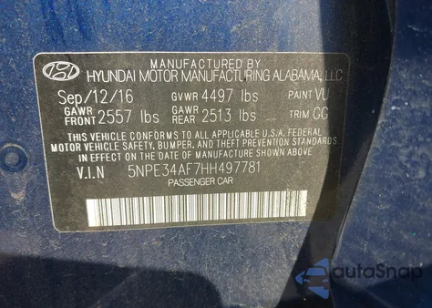 2017 Hyundai Sonata Limited из США, поврежденный, VIN 5NPE34AF7HH497781